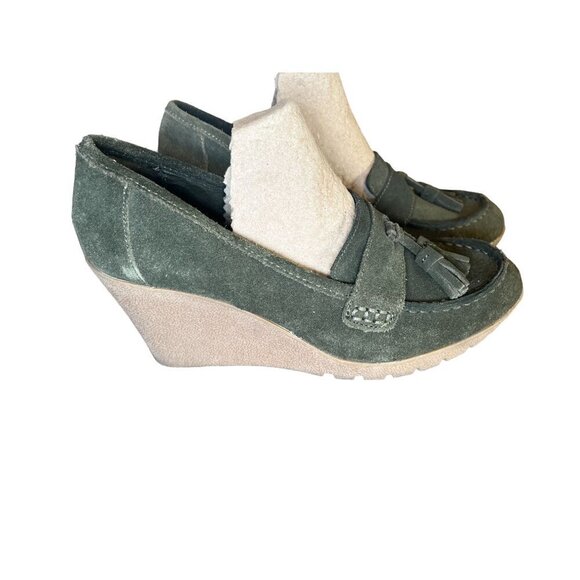 MIA Shoes - Mia Suede Wedge 10 Green Slip On Platform Boho Tassel Retro Hippie Indie Y2K 80s